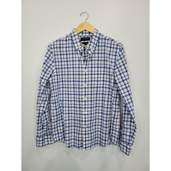 Banana Republic Other - Banana Republic Mens Untucked Fit Blue White Plaid Button Down Shirt Size M